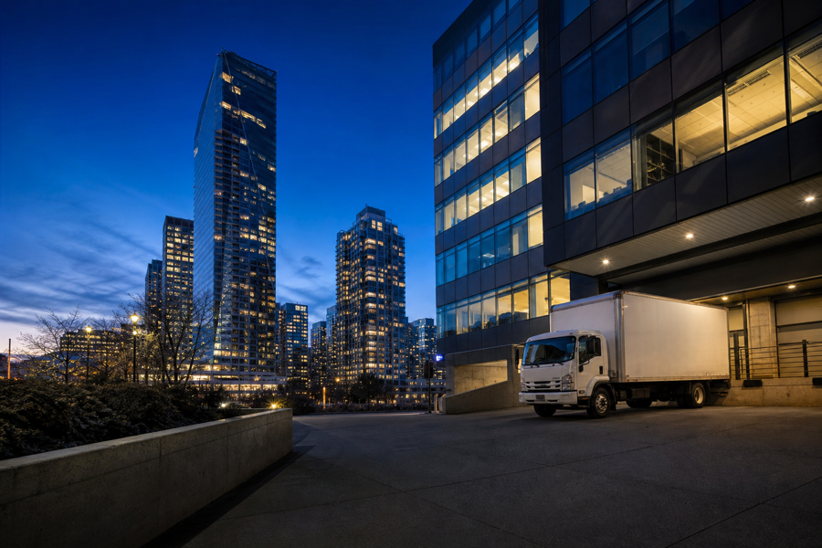 Canadian city skyline after hours