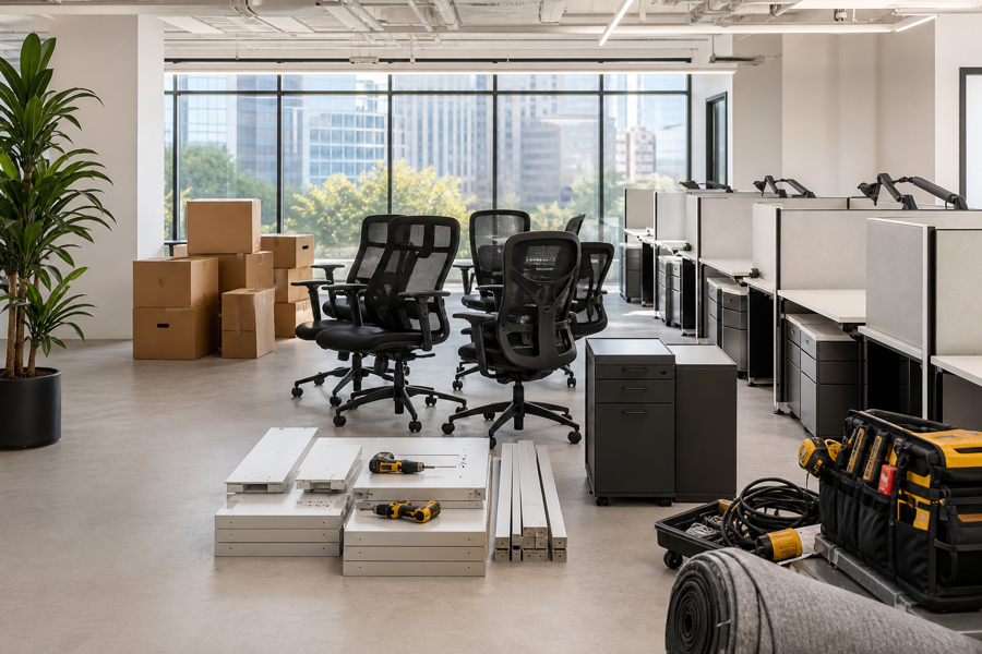 Office furniture ready for assembly