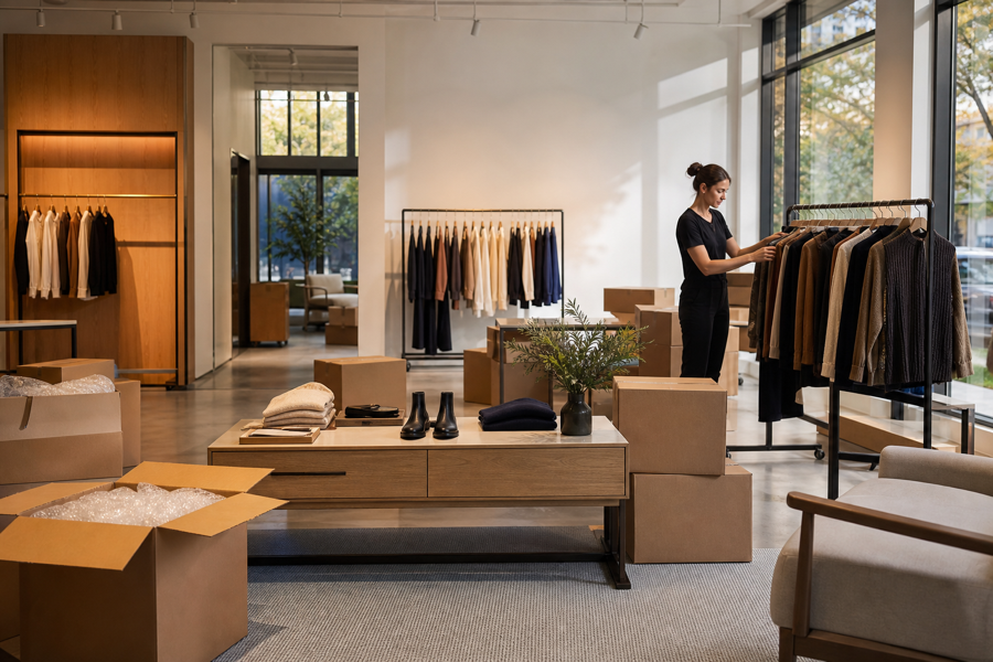 Retail showroom prepared for moving
